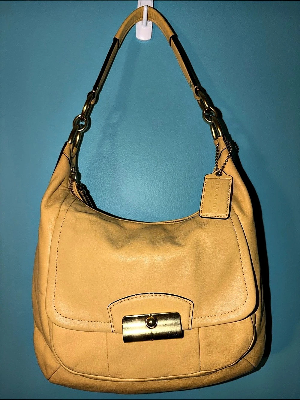 Coach Kristen Leather Hobo in Yellow